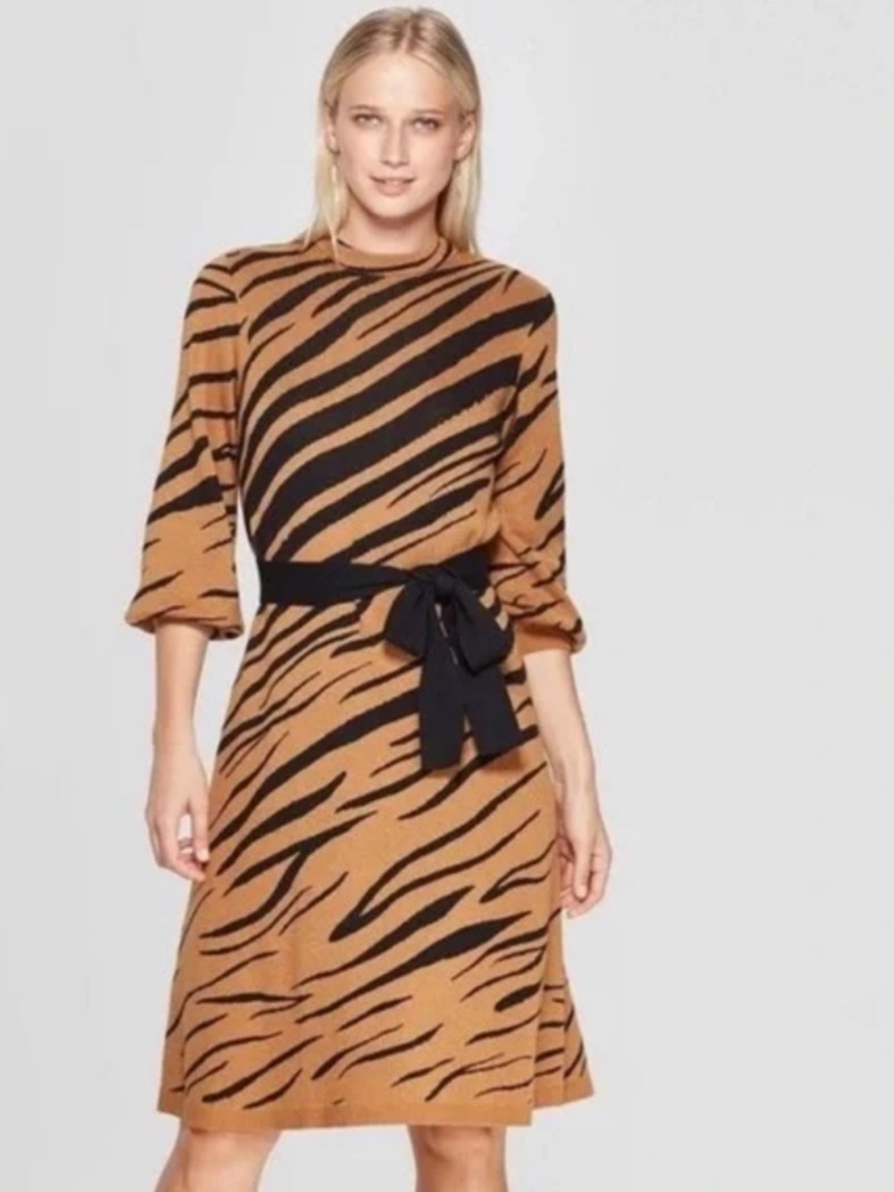 TARGET WHO WHAT WEAR Animal Print 3/4 Sleeve Intarsia Sweater Dress